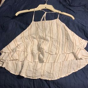 White with cream stripes, crop top